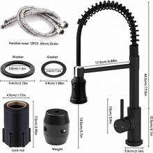 Kitchen Taps, Kitchen Sink Mixer Tap With Pull Down Sprayer, Cold And Hot 3-Modes Spray For 360° Swivel Kitchen Taps Faucet With Single Handle Single Lever - Black - View 4