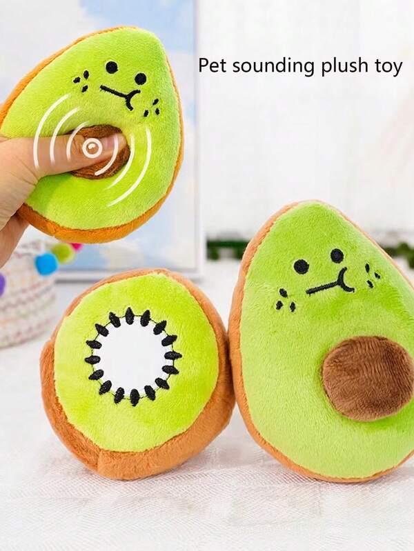 1 pieza Juguete de peluche chillón para mascotas, diseñado con forma de kiwi/aguacate, resistente a mordidas y divertido para que su mascota juegue y libere.