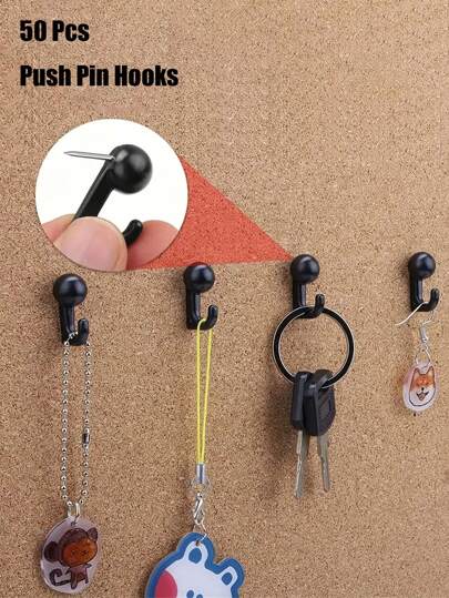 50 Stück Pinnhaken, Pinnnadeln mit Kunststoffköpfen, dekorative Pinnwandnägel für Fotowände, Pinnwände, Heimwände, Bürobedarf für Schule und Zuhause (Makaron Farben zufällig)