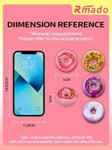 4pcs Donut Bath Salt Balls - Bath Bombs Shower Steamers With Natural Essential Oils - Moisturize Skin & Relieve Stress - Ideal Gift For Her, Wife, Girlfriend, Mother And Kids (Boys & Girls). - 4pcs/1pack - View 7