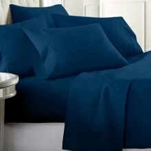 Ultra-Soft 1800 Series Deep Pocket Bed Sheet Set (6-Piece) - 藏蓝色 - 查看 1