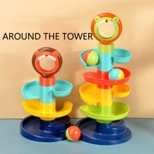 0-3 Years Baby & Toddler Educational Fun Roller Coaster Ball Game, Stacking & Rotating Learning Toys - Multicolor - View 5