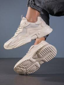 Men Colorblock Lace-Up Front Sneakers Chunky Shoes