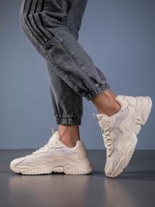 Men Colorblock Lace-Up Front Sneakers Chunky Shoes