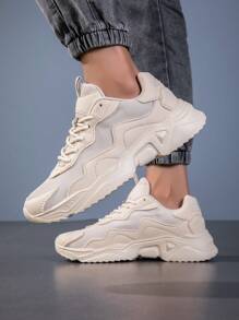 Men Colorblock Lace-Up Front Sneakers Chunky Shoes