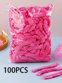 100pcs Reusable Waterproof Shower Cap, Multi-Color Food Wrap Fresh Keeping Film, Home Decoration, Christmas Gifts, Home Gifts, Room Decoration - Multicolor - View 1