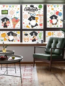 School Graduation Season Bachelor Cap English Letter Sticker, Classroom Decoration Window Cling - Multicolor - View 1