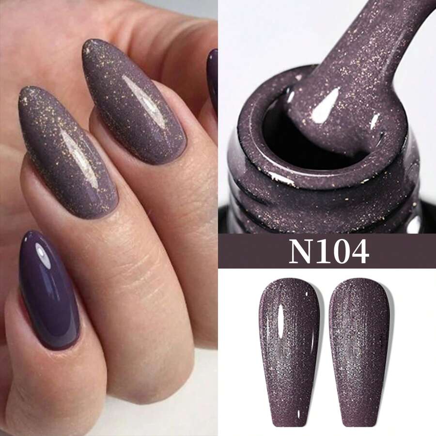 XEIJAYI 1 Bottle Gel Nail Polish, Popular Series Nail Gel, 141 Vibrant Colors, Suitable For All Seasons - UV/LED Removable Semi-Permanent Nail Polish, Suitable For DIY Nail Art Design, Gift For Women - 淺灰紫 - 查看 1