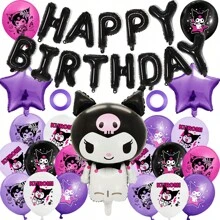 Sanrio 6pcs/24pcs Sanrio Kuromi Cartoon Party Balloons Decorations, Theme Party Supplies, Birthday Party, Holiday Gifts