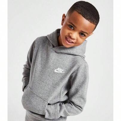  Kids Nike Overhead Club Hoodie Grey Fleece Sportswear Top