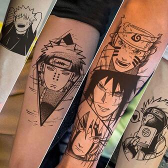Naruto 1 Sheet Naruto Tattoo Stickers Anime Style Temporary Tattoo Stickers Fake Tattoos