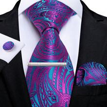 Cravate florale violette royale pour hommes, ensemble de cravate de luxe en soie jacquard avec mouchoir pour mariage et soirée