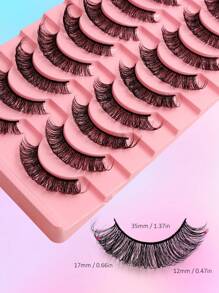 Asiteo 10 Pairs D Curl Full Strip Lashes, Fluffy Thick False Eyelashes, Dramatic Criss-Cross Faux Mink Lashes, Reusable - Hitam - View 3