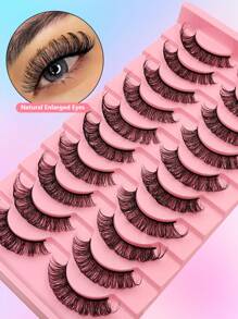 Asiteo 10 Pairs D Curl Full Strip Lashes, Fluffy Thick False Eyelashes, Dramatic Criss-Cross Faux Mink Lashes, Reusable - Hitam - View 4