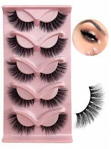 New 5 Pairs Of Comic Eyelashes, Slim Natural Eyelash Extensions, Cat Eye False Eyelashes, Fluffy And Soft - Cat Eye Lashes - View 3
