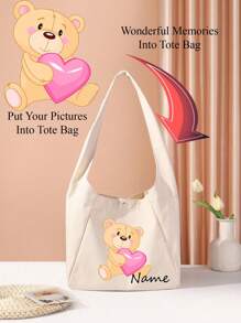 Customizable Canvas Tote Bag, Crescent Bag, Large Capacity Tote, Multi-Functional Storage Bag, Suitable For DIY, Printing, Embroidery, Shopping, Backpack, Ideal For Weddings, Birthdays, Beaches, Holidays And The Perfect Gift For Women, Mothers, Teachers, Friends, Bridesmaids, And Students. - Beige - View 2