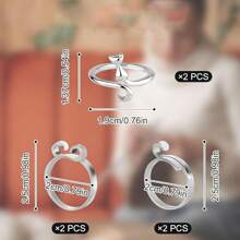 6pcs/Set Crochet Hook Knitting Loop Ring For Finger And Wrist, Including 3 Styles 3D Cat Single And Double Hook, Tension Loop, Adjustable Opening Crochet Finger Protector, Crochet Hook Yarn Guide Ring, Knit Topper, Metal Thread Guide Finger Guard, Knitting Accessory For DIY Gift - Black - View 2