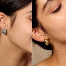 Tewiky Jewelry Chunky Gold Hoop Earrings For Women, 14K Gold/Silver Plated Hypoallergenic Earrings Lightweight Thick Gold Teardrop Earrings Gold Fashion Jewelry