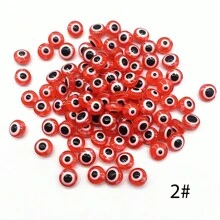 50pcs Fashionable Evil Eye Shaped Flat Beads, 8x5mm, With Straight Hole, DIY Jewelry Accessories For Necklace & Bracelet Making