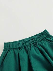 MARC&JANIE 2pcs Young Girl Sweet Cute Ruffle Cap Sleeve Round Neck Top And Shorts Set For Summer - Green - View 9