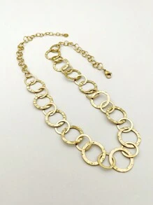 Mazuer復古金色法式誇張夏日海灘流蘇項鍊，精美時尚的圓形掛墜適合日常佩戴、派對、教師節和畢業禮物、度假 - 金黃色 - 查看 2