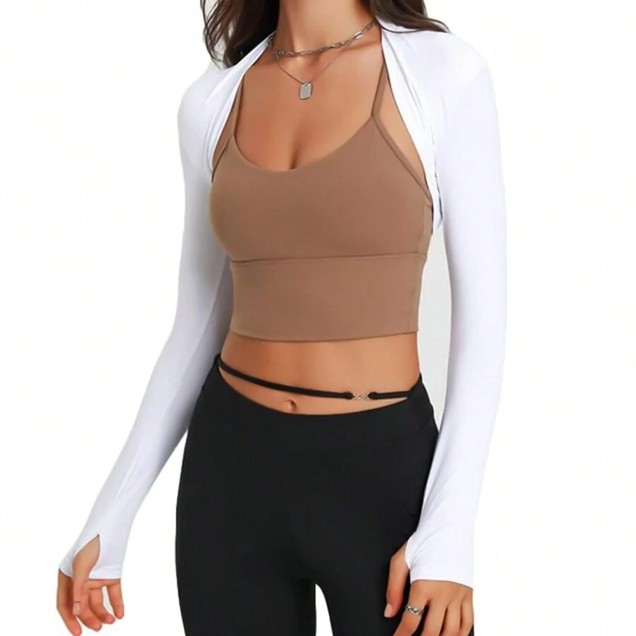 1pc Women's Sports Sun Protection Shawl With Removable Sleeves, For Outdoor Sports, Riding, Multifunctional Arm Cover - A - View 1