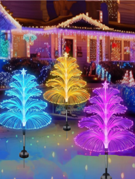 1 buc. Lumină intermitentă lentă cu 7 culori, super luminoasă, cu 5 straturi/2 straturi/un singur strat, lumină solară cu stea și 5 colțuri, decor de grădină, lumină solară cu fibră optică cu artificii false, lumină meduză pentru curte, lumină LED cu fibră optică cu 7 culori pentru meduze, lumină de camping, decor de sărbători, lumină cu fibră optică, șir de lumini pentru exterior pentru curte, decor de casă, lumină pentru produs exterior, lumină de zână, lumină solară cu fibră optică cu stuf pentru sol