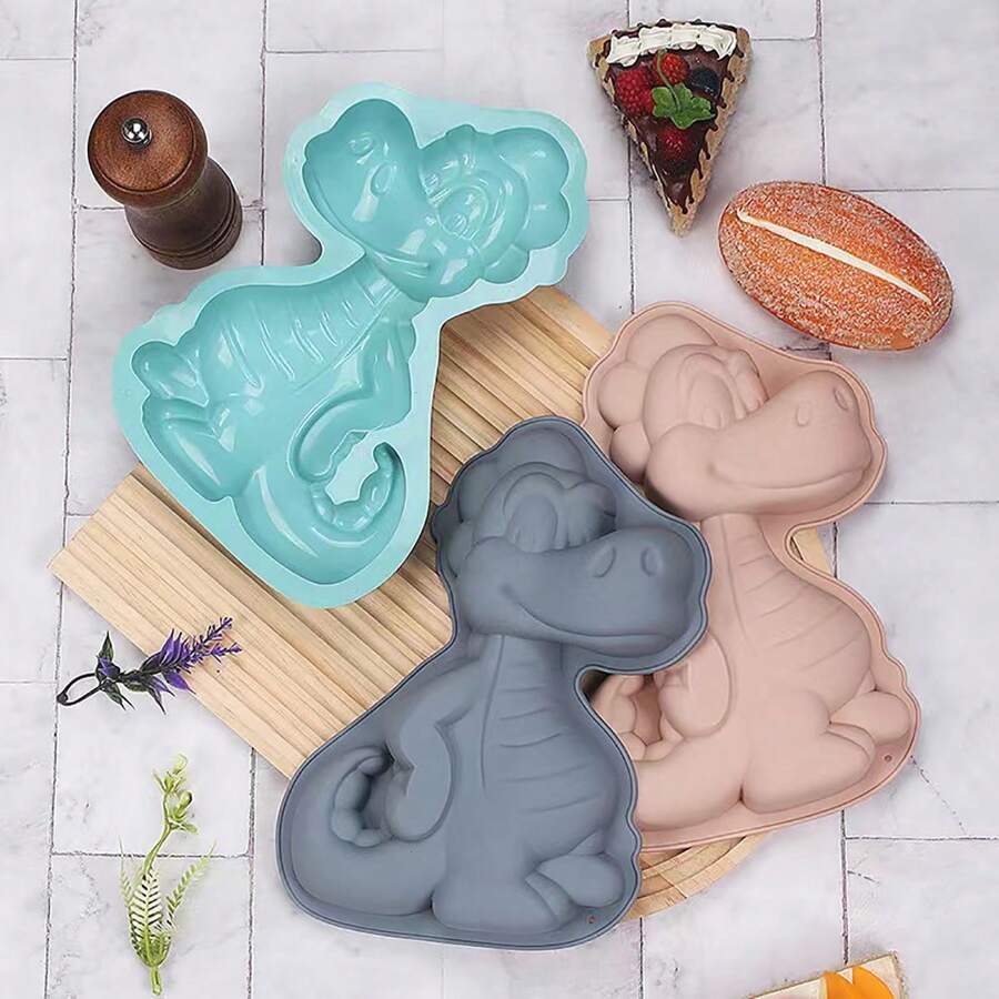 Dinosaur Shaped Silicone Cake Mold, Kitchen Baking Tool, Animal Cake Pan - Multicolor - View 1