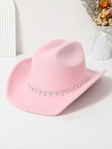 1pc Unisex Denim Cowboy Hat With Unique Water Drop Crystal Decoration Belt, Suitable For Wedding, Party, Vacation, Spring/Summer, Versatile Style For Men And Women - Multicolor - View 9
