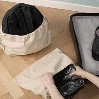 Soft Suede Bag Organizer Dustproof Pouch With Drawstring Closure, Ideal For Small To Medium Leather Handbags