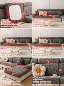 1pc Universal Four Seasons Velvet Jacquard Dust-Proof Sofa Cushion Cover, Pet-Proof Elastic Sofa Cover, Anti-Scratch Solid Color Sofa Slipcover Suitable For L-Shaped And 1/2/3/4-Seat Sofas In Living Room - Dark Grey - View 4