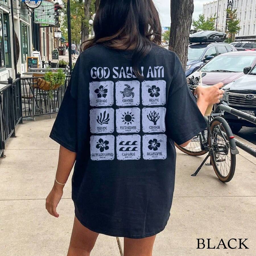 Christian Shirt Hibiscus Shirt Beachy Shirts Beachy Shirts Ocean Inspired Style Hawaii Sweatshirt Coconut Girl Christianity - Black - View 1