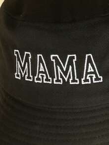 1pc New Style Women's Mama Letter Embroidered Bucket Hat For Festival - Black - View 4