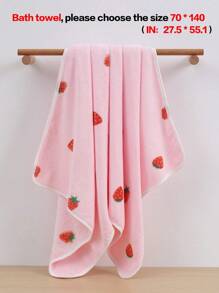 1 pieza Toalla de felpa de microfibra ultra suave, absorbente y con estampado de fresa rosa, disponible en varios tamaños vendidos por separado, para decoración del baño en el hogar o salón de belleza
