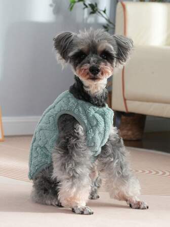 HOLAPET 1件溫暖心形圖案抱抱絨毛寵物連帽衫，適用於小型和中型狗狗和貓咪，適用於冬季