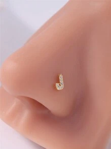 KARYOKO 1 件装细金色首字母鼻钉女款闪亮 CZ 字母鼻骨软球针鼻钉珠宝礼物 - 金色 - 查看 10