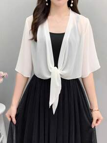 1 chiếc khăn choàng đi biển bằng vải chiffon dành cho nữ, áo vest kiểu ngắn mùa xuân/hè, siêu mỏng, đa năng, chống tia cực tím, rất phù hợp với váy và áo hai dây, phụ kiện cho nữ - Nhiều màu - Xem 1