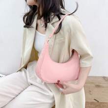 Bolsa transversal tipo Dumpling de Náilon, Bolsa de Ombro Leve, Bolsa de Ombro de Cor Sólida para Mulheres