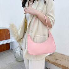 Bolsa transversal tipo Dumpling de Náilon, Bolsa de Ombro Leve, Bolsa de Ombro de Cor Sólida para Mulheres