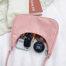 Bolsa transversal tipo Dumpling de Náilon, Bolsa de Ombro Leve, Bolsa de Ombro de Cor Sólida para Mulheres