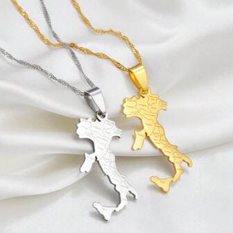 1pc Italy With Sicily And Sardinia Together Map City Name Pendant Necklaces Italian Maps Jewelry