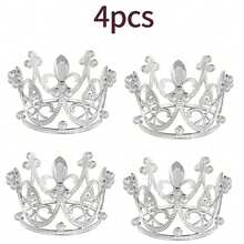 4 piezas Mini diadema corona de princesa novia, decoración de pastel para boda y fiesta de cumpleaños, coronas de tocado para arreglos florales de Halloween - Multicolor - Ver 6