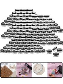 50/20/10/5pcs 5 Gram Cosmetic Sample Empty Container, Houseables Jar,Sample Jars Tiny Makeup With Lids,For Cosmetic, Lotion, Cream, Makeup, Bead, Eye Shadow, Rhinestone, Samples, Pot(5g/5ml) - Black - View 1