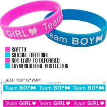 12/30 Pieces Gender Reveal Bracelets Silicone Wristband Bracelet Shower Party Decoration Supplies Rubber Bracelets,Christmas - Multicolor - View 3