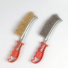 Grill Brush, Stainless Steel Rust Removal And Grout Cleaning Wire Brush With Copper Bristles And Chisel Scraper For Kitchen - Copper Wire Brush - View 2