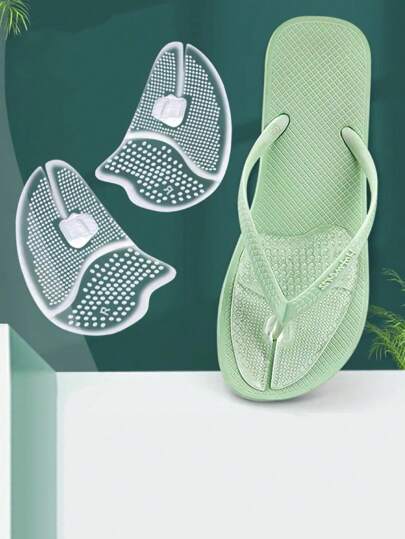 2 Pairs Summer New Flip Flop Forefoot Pad, Comfortable Anti-Pain Washable Silicone Forefoot Pad, Travel Essential, Suitable For Thong Sandals, Beach Slippers