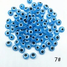 50pcs Fashionable Evil Eye Shaped Flat Beads, 8x5mm, With Straight Hole, DIY Jewelry Accessories For Necklace & Bracelet Making