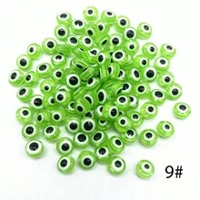 50pcs Fashionable Evil Eye Shaped Flat Beads, 8x5mm, With Straight Hole, DIY Jewelry Accessories For Necklace & Bracelet Making