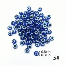 50pcs Fashionable Evil Eye Shaped Flat Beads, 8x5mm, With Straight Hole, DIY Jewelry Accessories For Necklace & Bracelet Making