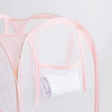 1个可折叠婴儿房收纳篮，蓝色玩具收纳篮，适合存放新生儿衣物和玩具；大容量洗衣篮，采用可折叠网状弹出式设计，开口宽大，带侧袋，透气性好，节省空间，可用于存放衣物和婴儿用品；便携式可折叠网状旅行篮，情人节礼物 - 粉色 - 查看 3